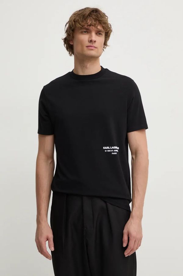 Karl Lagerfeld Majica kratkih rukava Karl Lagerfeld za muškarce, boja: crna, s tiskom, 544221.755033