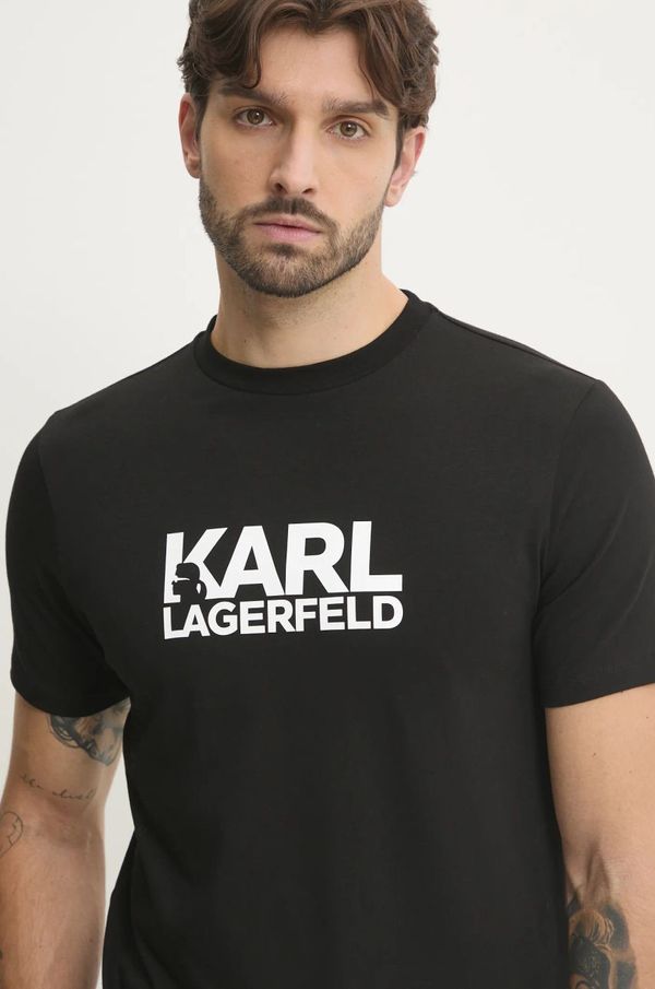 Karl Lagerfeld Majica kratkih rukava Karl Lagerfeld za muškarce, boja: crna, s tiskom, 551235.755087