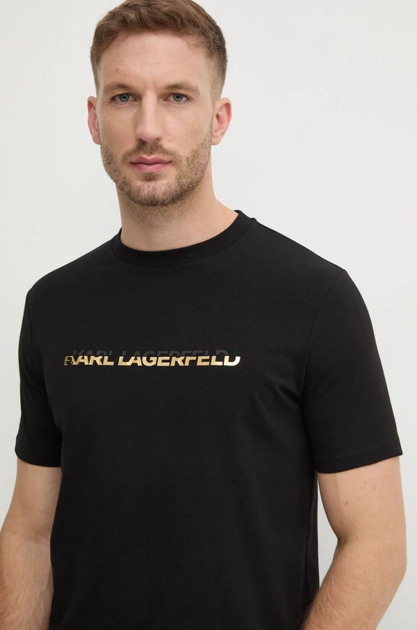 Karl Lagerfeld Majica kratkih rukava Karl Lagerfeld za muškarce, boja: crna, s tiskom, 755462.551235