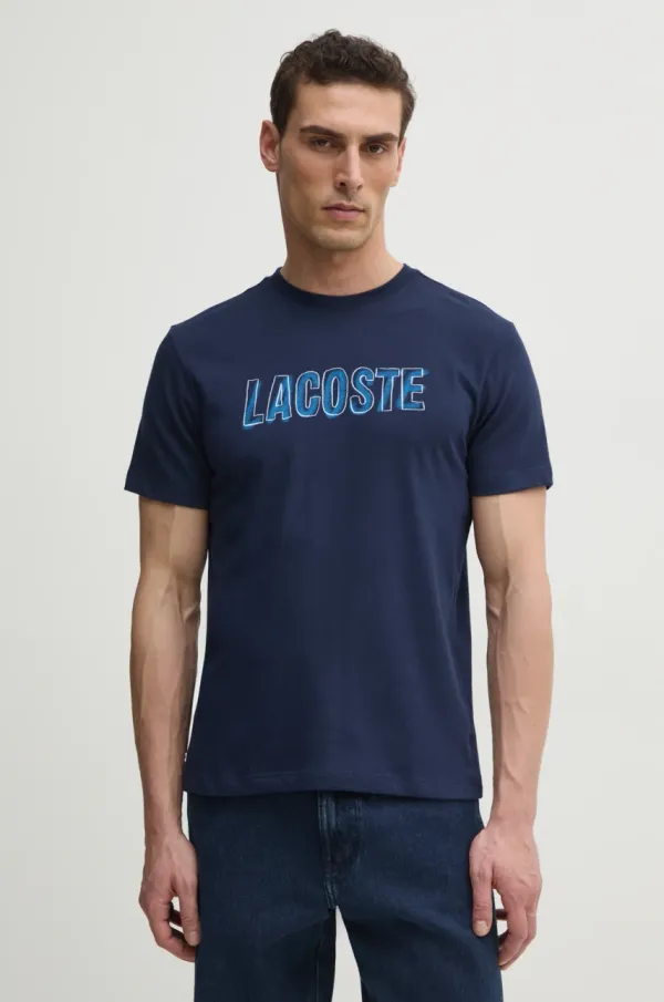 Lacoste Majica kratkih rukava Lacoste za muškarce, boja: tamno plava, s tiskom, TH8916