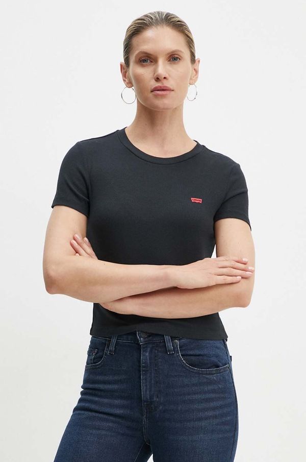 Levi's Majica kratkih rukava Levi's za žene, boja: crna, s poludolčevitom, A7419