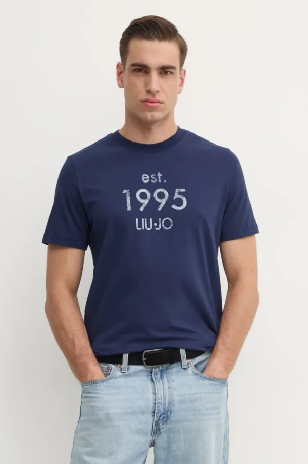 Liu Jo Majica kratkih rukava Liu Jo za muškarce, boja: tamno plava, s tiskom, QA5125 J4924