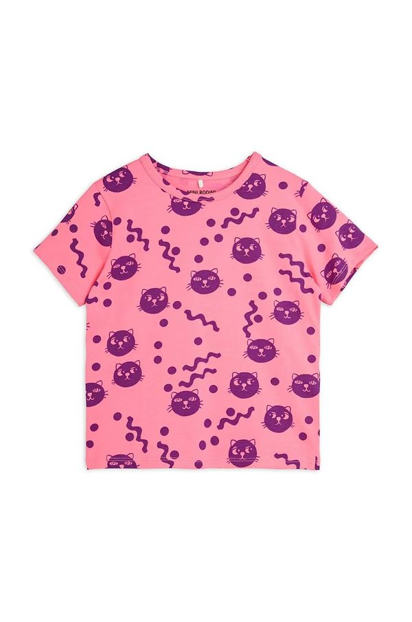 Mini Rodini Majica kratkih rukava Mini Rodini Squiggly cats boja: ružičasta, 2512012128