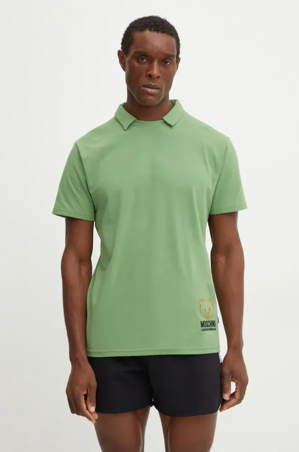 Moschino Underwear Majica kratkih rukava Moschino Underwear za muškarce, boja: zelena, s aplikacijom, 07024406