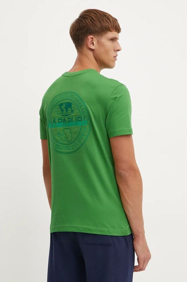 Napapijri Majica kratkih rukava Napapijri S-Kander za muškarce, boja: zelena, s aplikacijom, NP0A4I9UG1T1