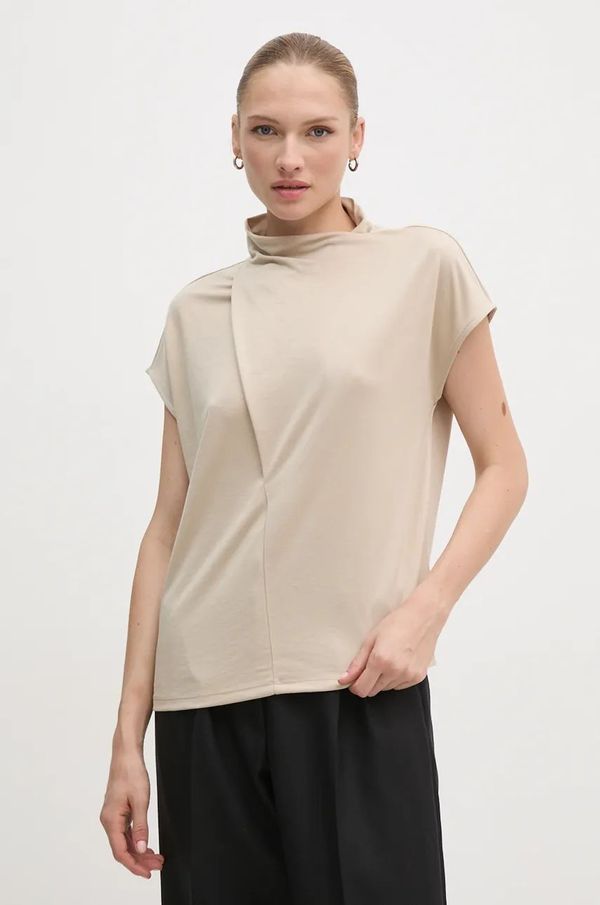 OUI Majica kratkih rukava OUI boja: bež, s poludolčevitom, 89862