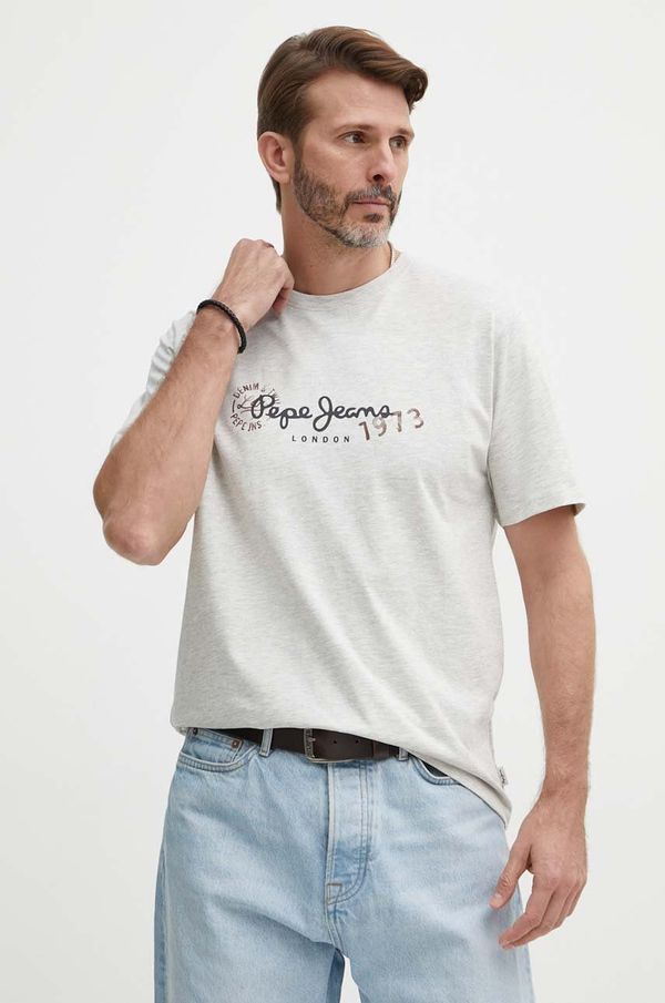 Pepe Jeans Majica kratkih rukava Pepe Jeans CAMILLE za muškarce, boja: siva, s tiskom, PM509373