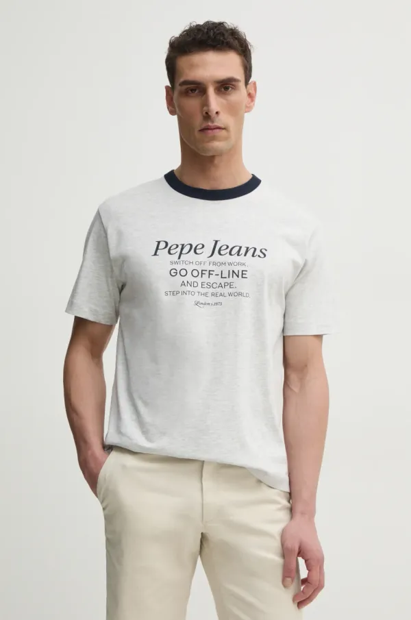 Pepe Jeans Majica kratkih rukava Pepe Jeans PETERSON za muškarce, boja: siva, s tiskom, PM509801
