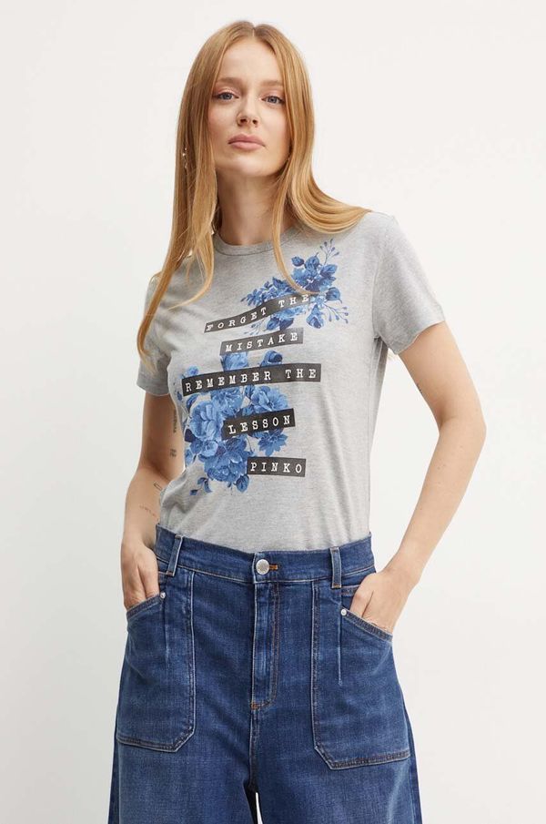Pinko Majica kratkih rukava Pinko za žene, boja: siva, 100789 A2AC