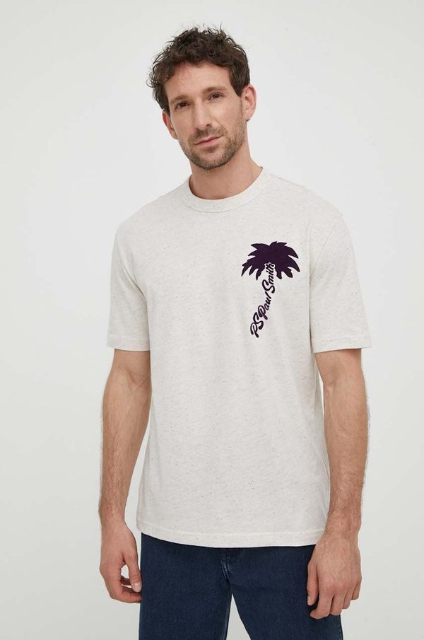 PS Paul Smith Majica kratkih rukava PS Paul Smith za muškarce, boja: bež, s tiskom