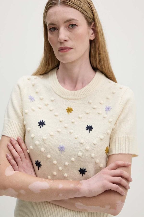 PS Paul Smith Majica kratkih rukava PS Paul Smith za žene, boja: bež, W2R.435N.N31251