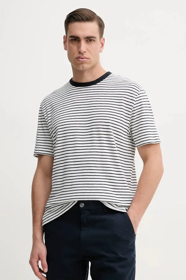 BOSS Majica kratkih rukava s dodatkom lana BOSS