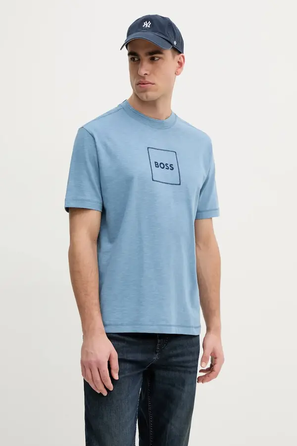 BOSS Orange Majica kratkih rukava s dodatkom lana BOSS Orange