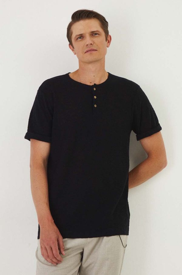 Medicine Majica kratkih rukava s dodatkom lana Medicine za muškarce, boja: crna, bez uzorka