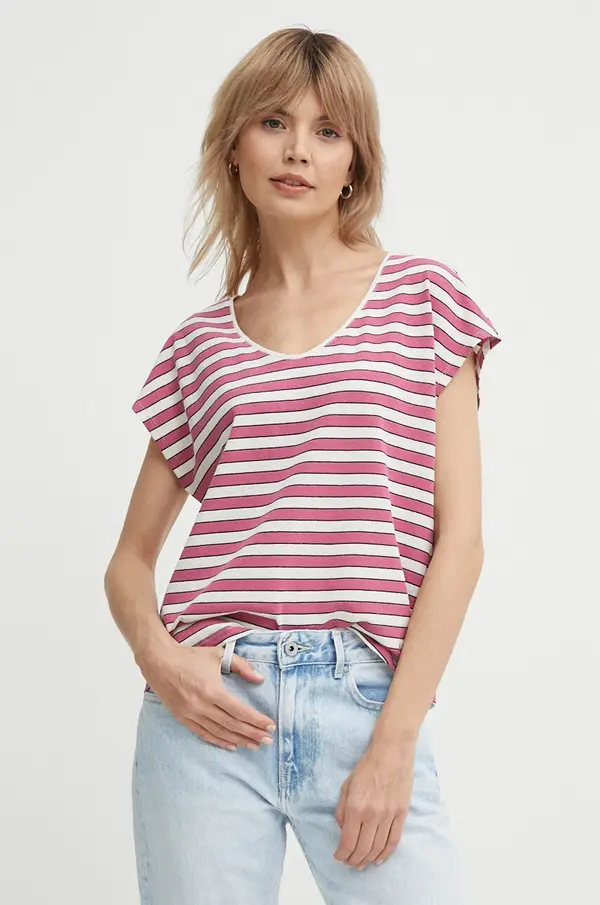 Pepe Jeans Majica kratkih rukava s dodatkom lana Pepe Jeans KHLOE