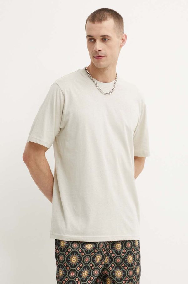 Samsoe Samsoe Majica kratkih rukava s dodatkom lana Samsoe Samsoe SAADRIAN boja: bež, bez uzorka, M24100073