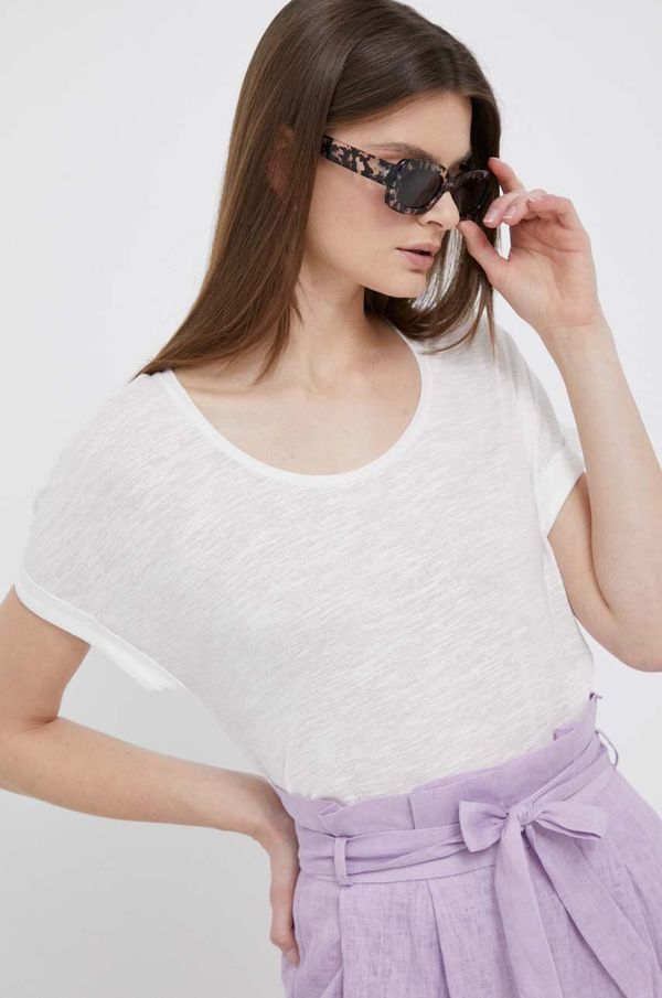 Tommy Hilfiger Majica kratkih rukava s dodatkom lana Tommy Hilfiger boja: bijela