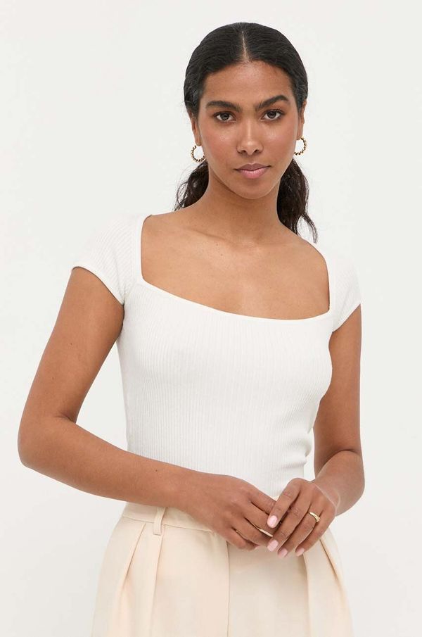 Guess Majica kratkih rukava s dodatkom svile Guess boja: bež