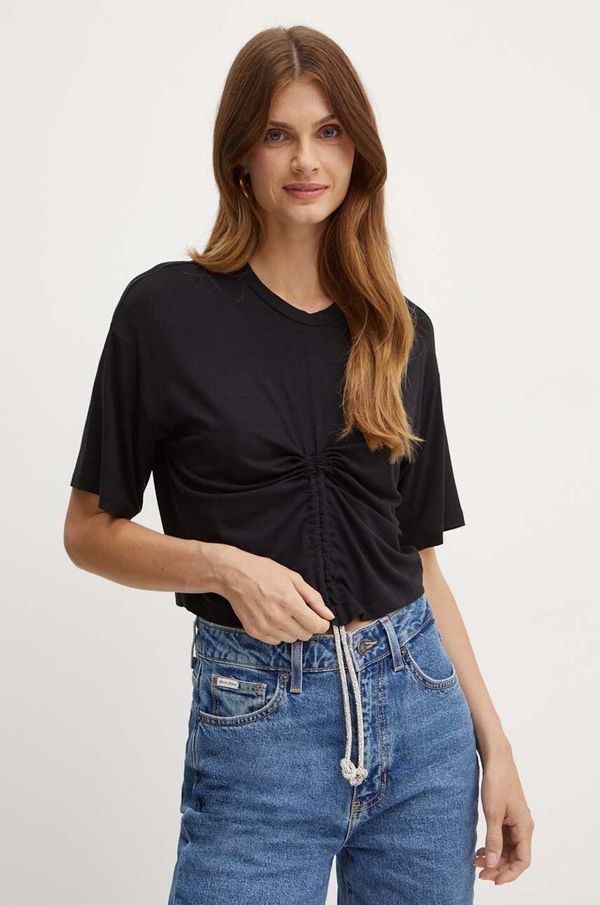 Silvian Heach Majica kratkih rukava Silvian Heach HALFI za žene, boja: crna, GPA24339TS