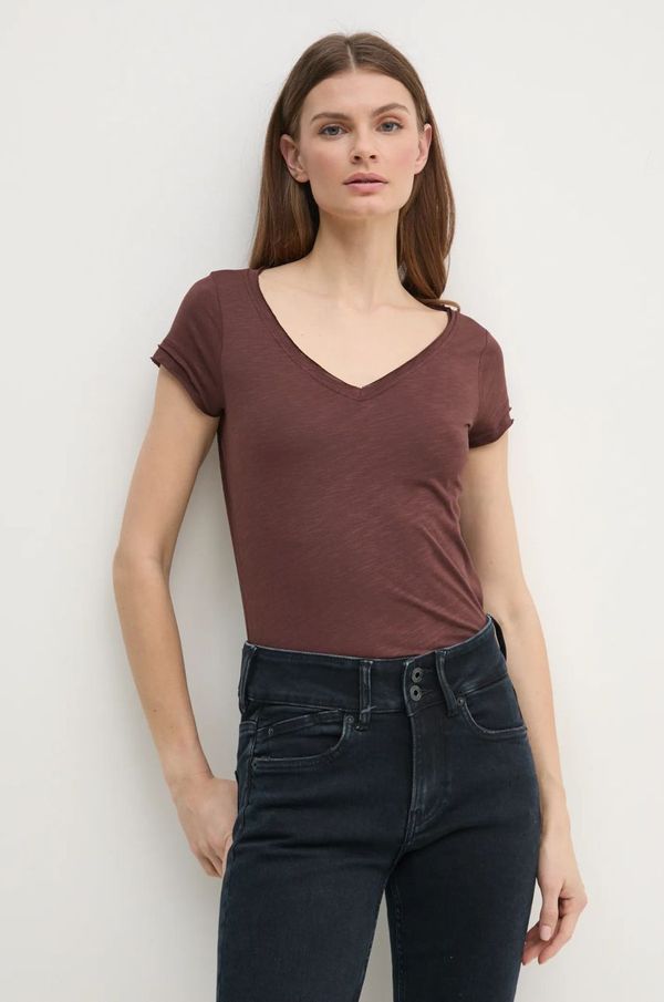 Sisley Majica kratkih rukava Sisley za žene, boja: smeđa