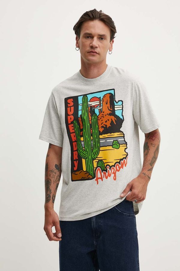 Superdry Majica kratkih rukava Superdry za muškarce, boja: siva, s tiskom, M1012158A-5WB