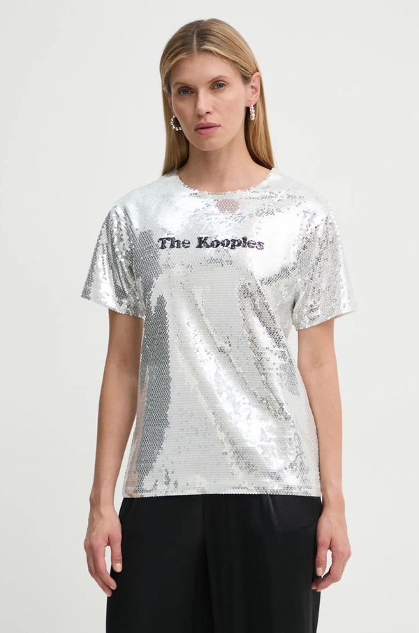 The Kooples Majica kratkih rukava The Kooples za žene, boja: srebrna, FTSC29036K