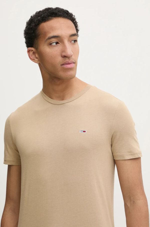 Tommy Jeans Majica kratkih rukava Tommy Jeans za muškarce, boja: bež, bez uzorka, DM0DM20363