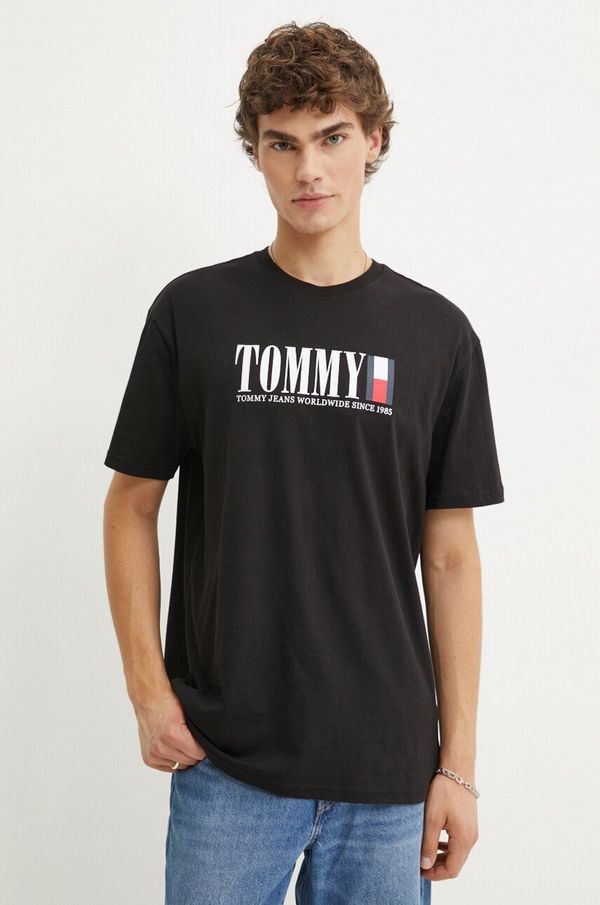 Tommy Jeans Majica kratkih rukava Tommy Jeans za muškarce, boja: crna, s tiskom, DM0DM18533