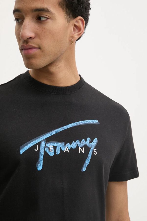 Tommy Jeans Majica kratkih rukava Tommy Jeans za muškarce, boja: crna, s tiskom, DM0DM21109