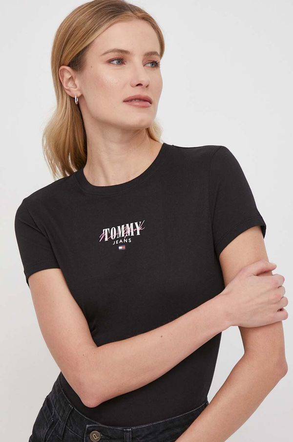 Tommy Jeans Majica kratkih rukava Tommy Jeans za žene, boja: crna