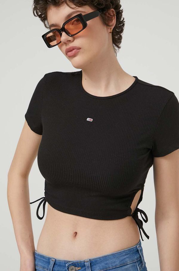 Tommy Jeans Majica kratkih rukava Tommy Jeans za žene, boja: crna