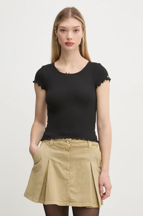 Tommy Jeans Majica kratkih rukava Tommy Jeans za žene, boja: crna, DW0DW19504