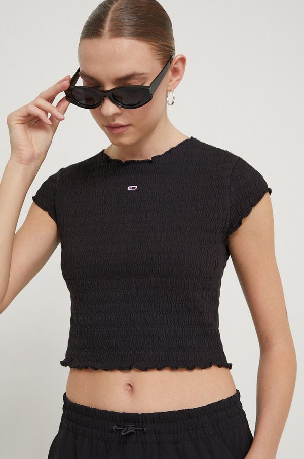 Tommy Jeans Majica kratkih rukava Tommy Jeans za žene, boja: crna