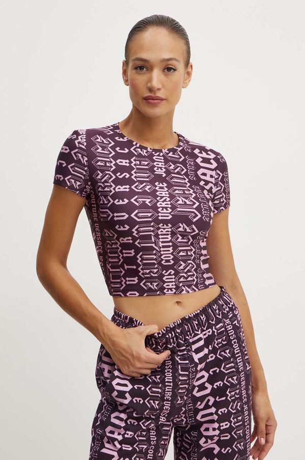 Versace Jeans Couture Majica kratkih rukava Versace Jeans Couture za žene, boja: bordo, 77HAH6A2 JS406