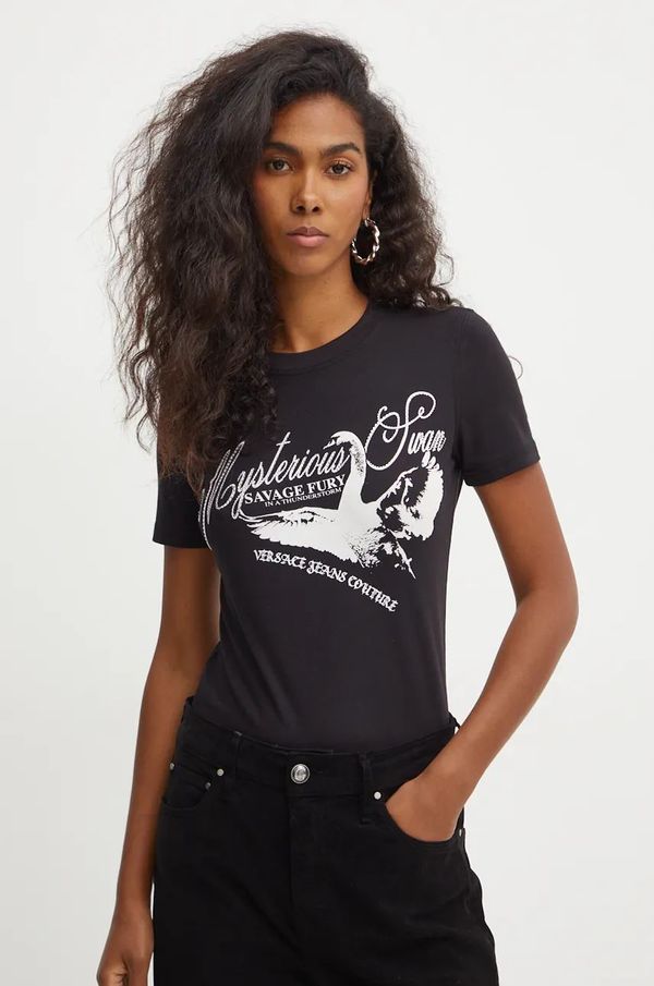 Versace Jeans Couture Majica kratkih rukava Versace Jeans Couture za žene, boja: crna, 77HAHL06 CJ02L