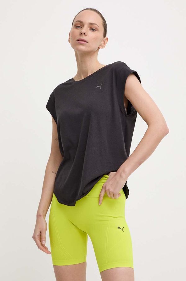Puma Majica kratkih rukava za jogu Puma Studio Foundation boja: crna, 524845