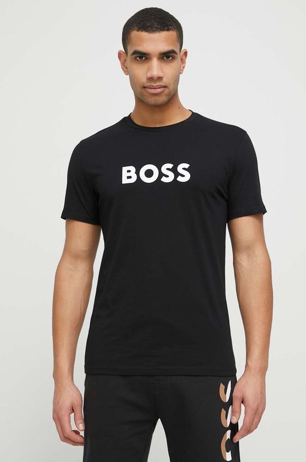 Boss Majica kratkih rukava za plažu BOSS boja: crna, s uzorkom