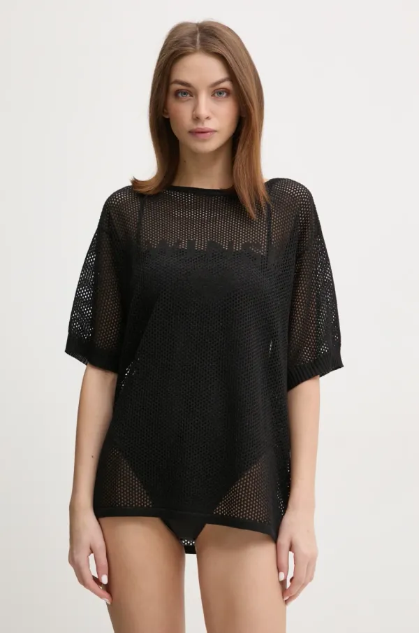 Twinset Majica kratkih rukava za plažu Twinset boja: crna, 251LB3QAA