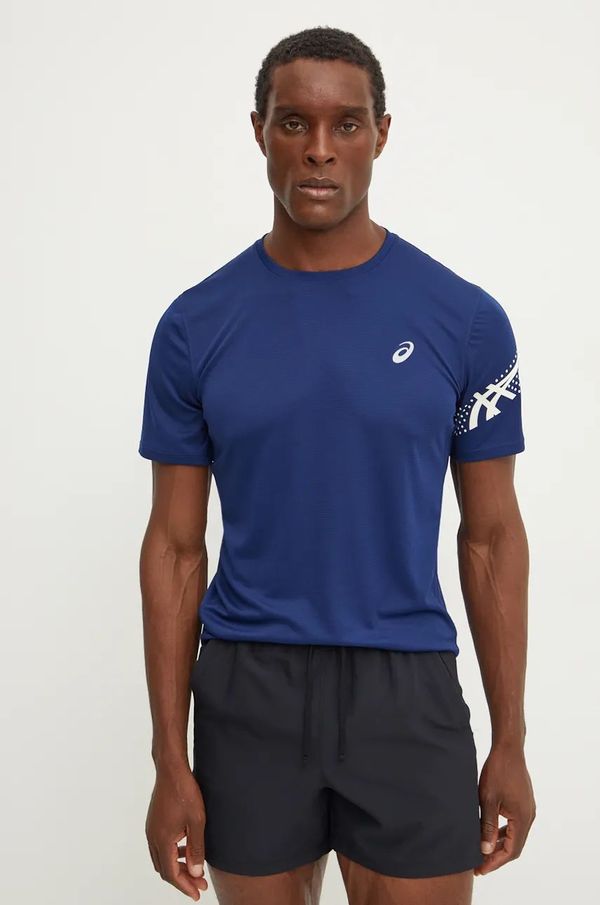 Asics Majica kratkih rukava za trčanje Asics Icon boja: tamno plava, s tiskom, 2011C734