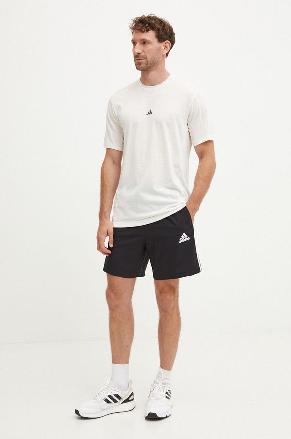 adidas Performance Majica kratkih rukava za trening adidas Performance Yoga boja: bež, s aplikacijom, IX9054