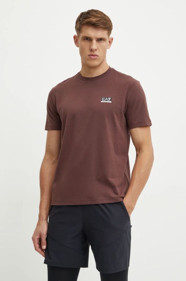EA7 Emporio Armani Majica kratkih rukava za trening EA7 Emporio Armani boja: smeđa, bez uzorka, PJUVZ.6DPT15