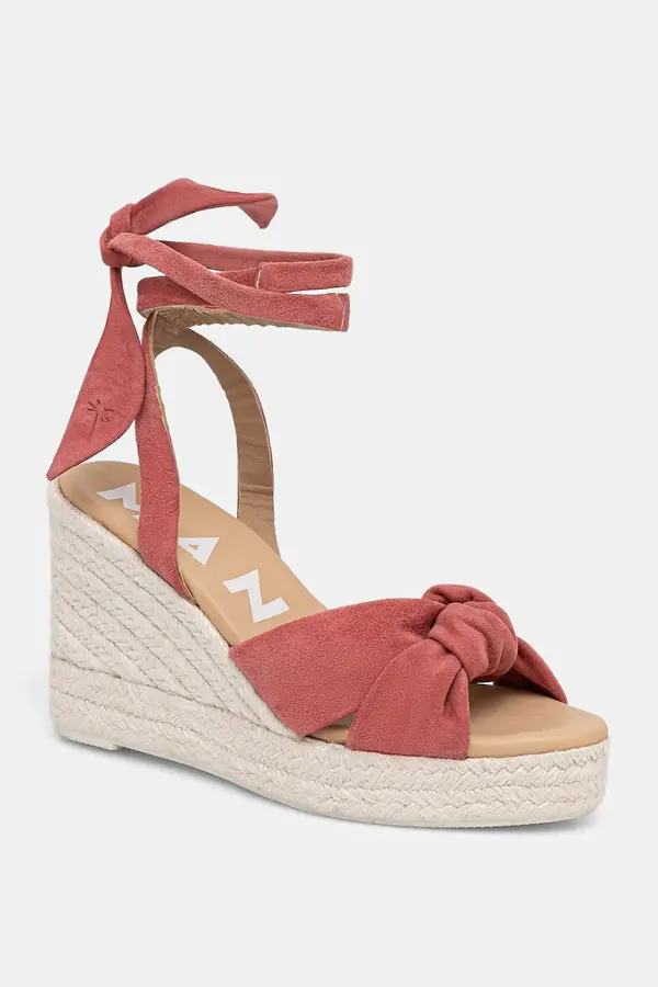 Manebi Manebi sandale s klinastom potpeticom od brušene kože Wedge Espadrilles With Knot