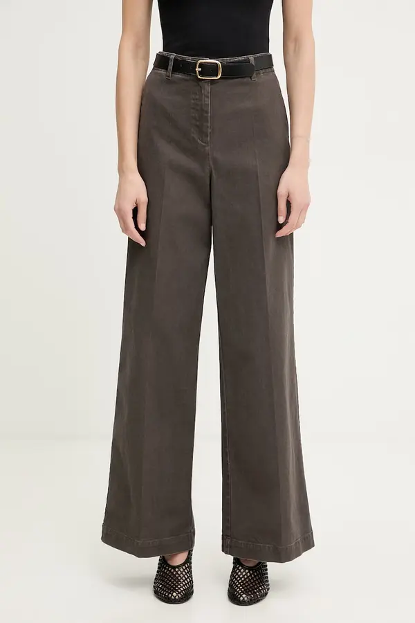 Marc O'Polo Marc O'Polo wide leg hlače ženske od pamuka s elastanom