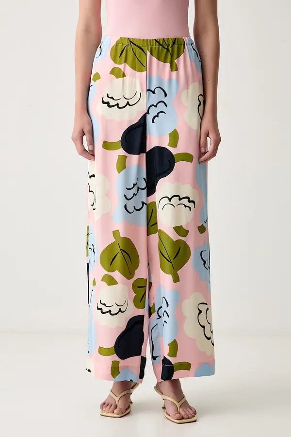Marimekko Marimekko wide leg hlače za žene od viskoze