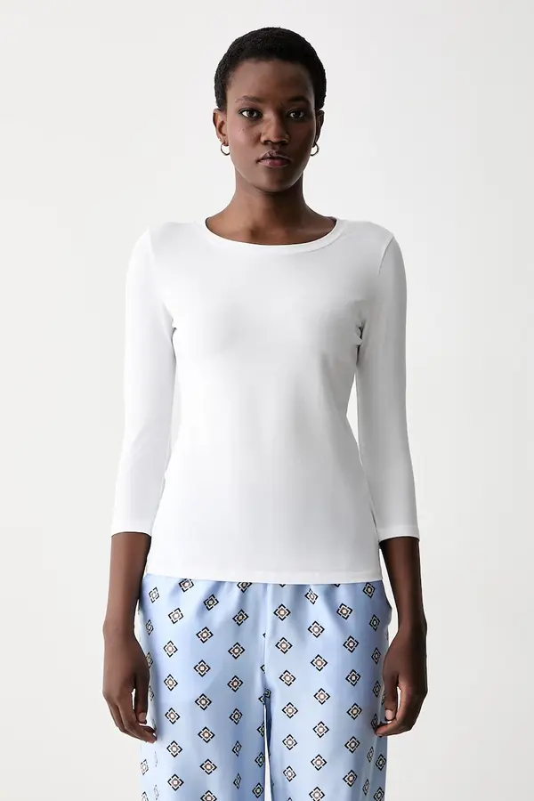 MM by Max Mara MM by Max Mara majica dugih rukava za žene od pamuka s elastanom MMLORATA