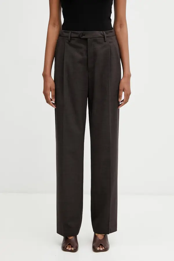 MM6 Maison Margiela MM6 Maison Margiela ravne ženske hlače s vunom