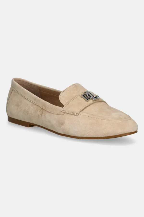 Lauren Ralph Lauren Mokasinke od brušene kože Lauren Ralph Lauren Averi III za žene, boja: bež, ravni potplat, 802946809010