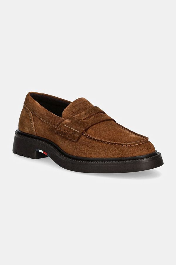 Tommy Hilfiger Mokasinke od brušene kože Tommy Hilfiger HILFIGER COMFORT LWT SDE LOAFER za muškarce, boja: smeđa, FM0FM05263