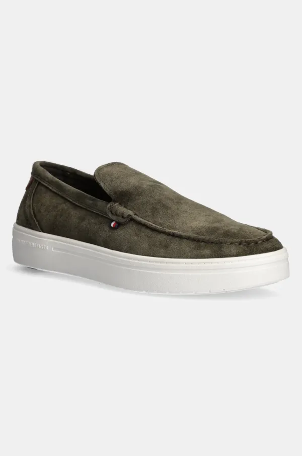 Tommy Hilfiger Mokasinke od brušene kože Tommy Hilfiger MODERN LIGHT HYBRID SUEDE LOAFER za muškarce, boja: zelena, FM0FM05354