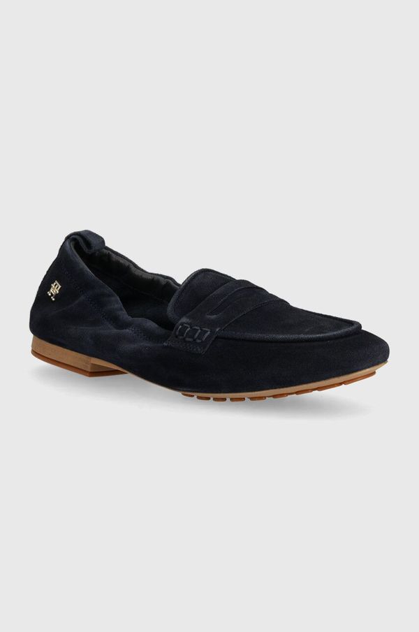 Tommy Hilfiger Mokasinke od brušene kože Tommy Hilfiger TH SUEDE MOCCASIN za žene, boja: tamno plava, ravni potplat, FW0FW07714